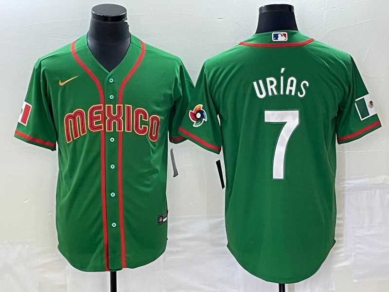 Men%27s Mexico Baseball #7 Julio Urias 2023 Green World Classic Stitched Jersey1